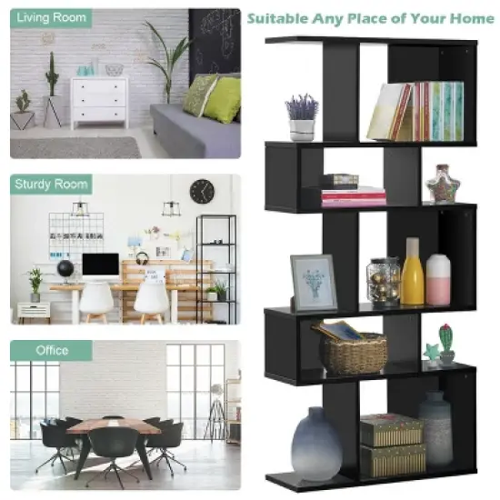 Costway 5 Cubes Ladder Shelf Freestanding Corner Bookshelf Display Rack Bookcase image {5}