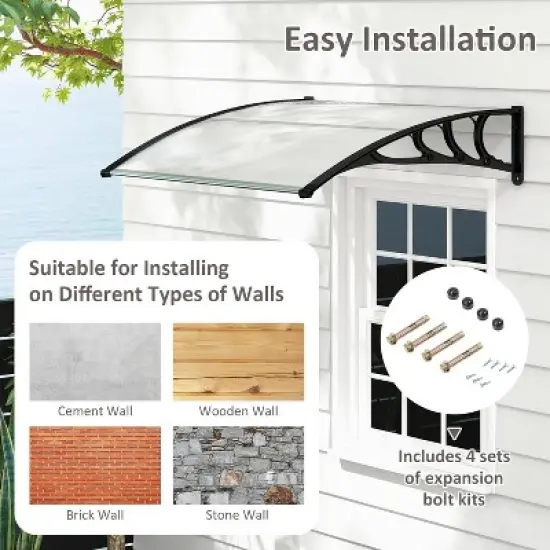 Tangkula 2PCS 48" x 40" Window Awning Door Canopy Exterior Awning Canopy Patio Black image {6}