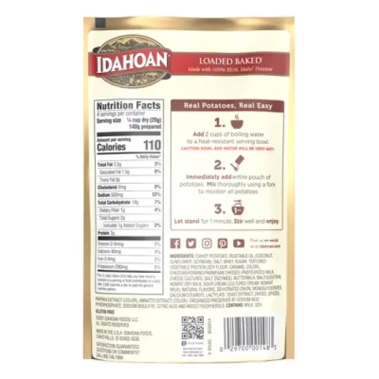 Idahoan Gluten Free Loaded Baked Flavored Mashed Potatoes - 4oz image {1}