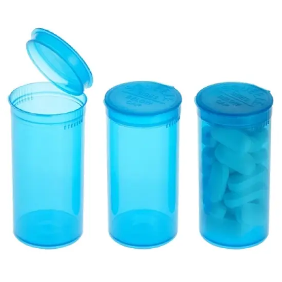 Juvale 30 Pack Empty Pill Bottles with Pop Top Caps, 19 Dram Prescription Medicine Containers (Blue) image {5}