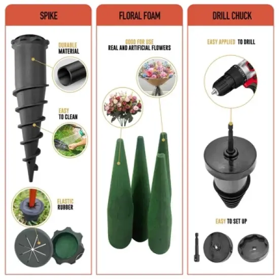Floral Holder Kit &ndash; Ground Spikes + Floral Foam Cones image {2}