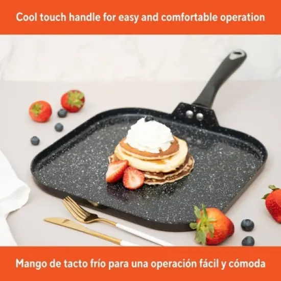IMUSA 11" Ceramic Bistro Square Griddle Black: Pancake & Tortilla Stovetop Griddle, Aluminum, Hand Wash image {4}