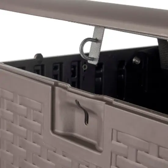 Plastic Development Group 28-Gallon Weather-Resistant Plastic Resin Outdoor Storage Patio Deck Box with Slide and Snap Assembly, Java Brown image {3}