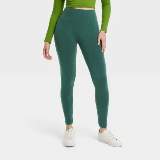 Women's High Waisted Cotton Seamless Fleece Lined Leggings - A New Day&trade; image {7}