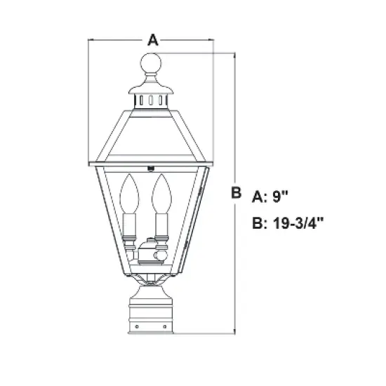 VAXCEL Nottingham 3L Black Outdoor Empire Post Light Clear Glass image {1}