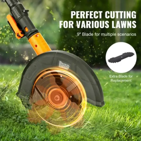 VEVOR Lawn Edger, 20 V Power Edger, 9-inch Blade Edger Lawn Tool with 3-Position Blade Depth,for Lawns, Driveways, Borders, and Sidewalk Edges image {4}