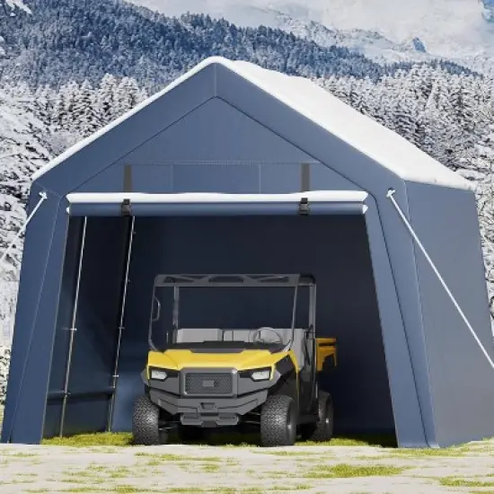 GustoWave Waterproof Outdoor Storage Shed Carport for Motorcycle, Garden Tools image {2}