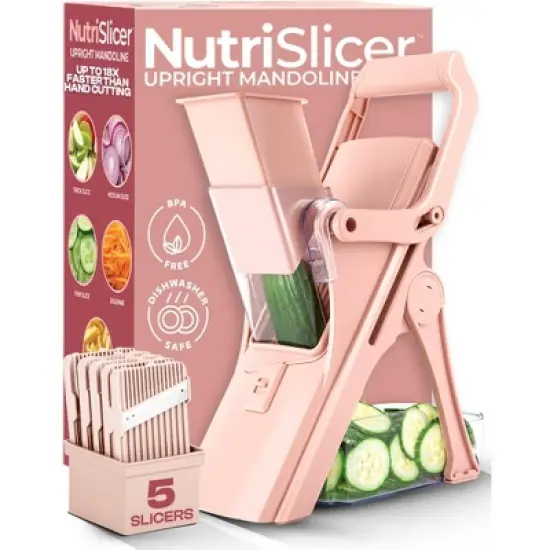 NutriSlicer Upright Mandoline Slicer &ndash; 5 Stainless Steel Blades, BPA-Free and Dishwasher Safe image {12}