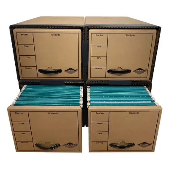 UOFFICE Pack of 4 Quick Stack Drawer File Boxes, 24" x 12.5" x 10.5" image {4}