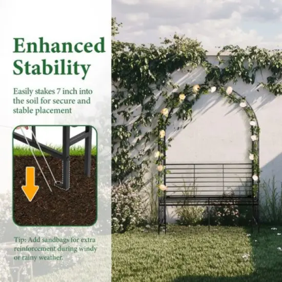 Karl Home 6.7' H Metal Outdoor Arbor With Bench image {3}