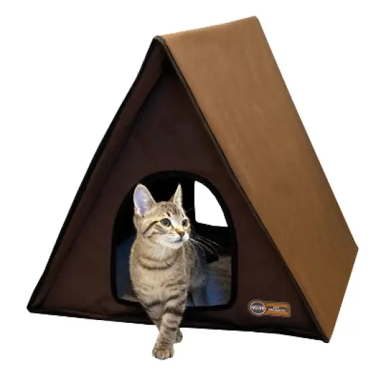 K&H Pet Products Outdoor Multi-Kitty A-Frame Unheated Chocolate 35 X 20.5 X 20 Inches image {1}