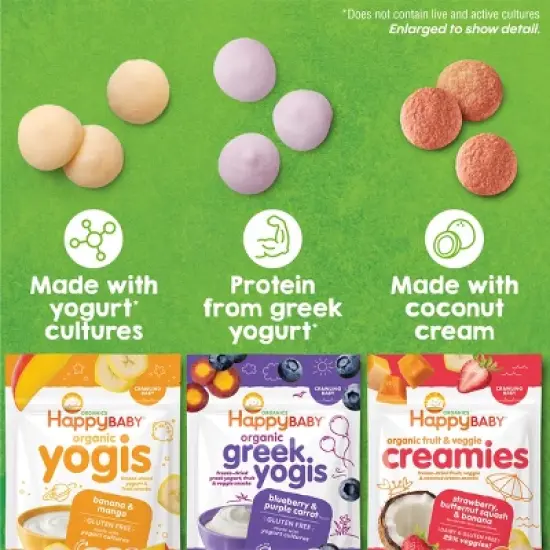 HappyBaby Organic Greek Yogis Blueberry & Purple Carrot Baby Snacks -1oz image {6}