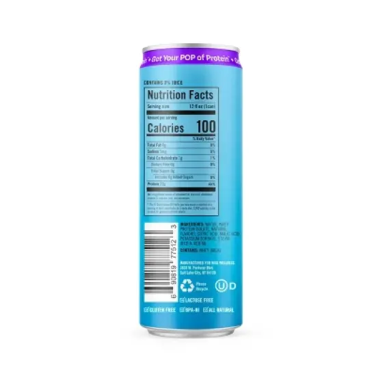 Protein Pop Blue Raspberry Sports Drink - 12 fl oz image {1}