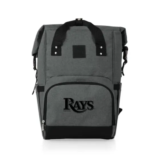MLB Tampa Bay Rays On The Go Roll-Top Cooler Backpack - Heathered Gray image {9}