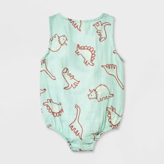 Baby Dino Gauze Tank Henley Romper - Cat & Jack&trade; Blue image {1}