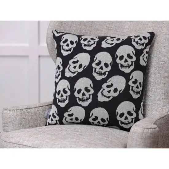 18.5"x18.5" Glitzy Skulls Square Throw Pillow - Pillow Perfect image {4}