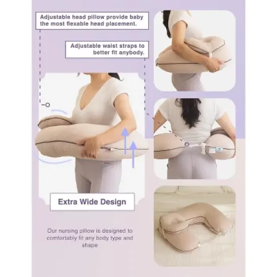 Pharmedoc Nursing Pillow for Breastfeeding - Breast Feeding Pillows with Headrest and Adjustable Waist Straps - Removable Cover - Baby Essentials for Newborn - Full Support for Mom and Baby image {3}