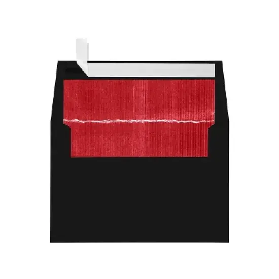 LUX A4 Foil Lined Invitation Envelopes (4 1/4 x 6 1/4) 50/Box Black w/Red LUX Lining image {1}