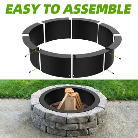 36 Inch Inner / 40 Inch Outer Fire Pit Ring, Heavy Duty Steel Metal Fire Ring Liner for Outdoor DIY Fire Pits image {5}