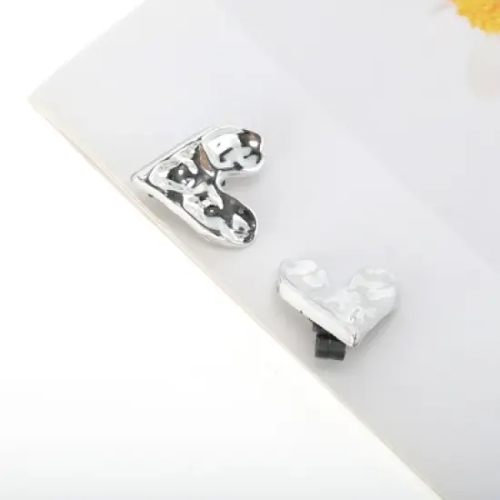 Unique Bargains Fashionable Heart Shoelace Charms Silver Tone 1 Pair image {4}