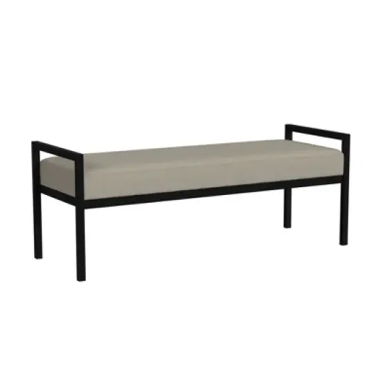 Modern Metal Bench Fawn Velvet - HomePop image {1}