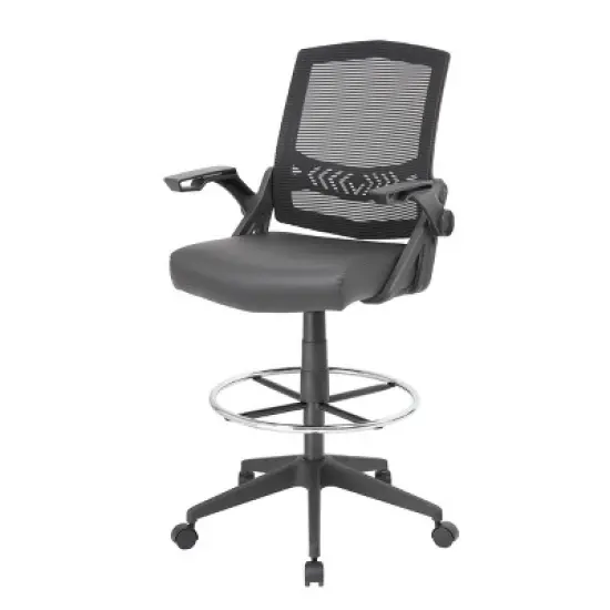 Drafting Stool with Flip Arms Mesh Black - Boss Office Products image {5}