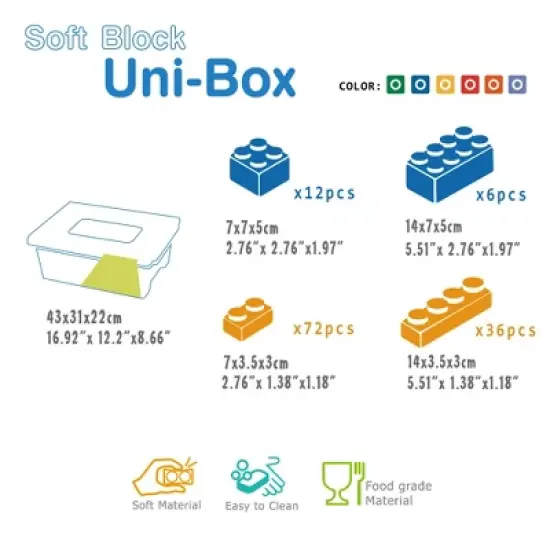 UNiPLAY UNiBOX Soft Building Blocks &mdash; Cognitive Development, Toy Learning Stackable Blocks for Ages 3 Months and Up image {8}
