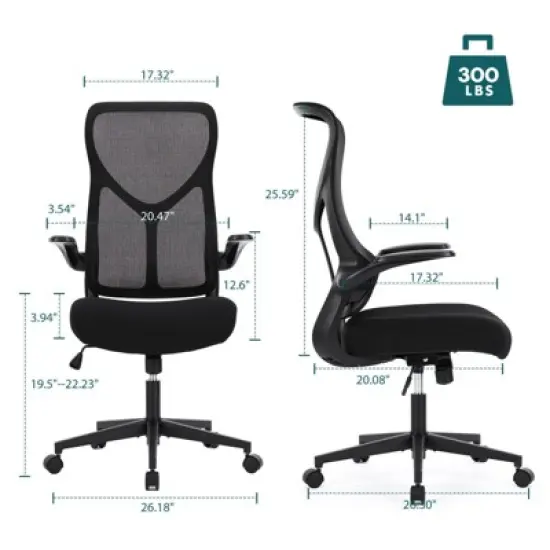 Sapphtopaz Ergonomic Mesh Office Chair with Lumbar Support,Swivel Computer Chair with Flip-up Armrests&Adjustable Tilt Gaming Chair for Office image {1}