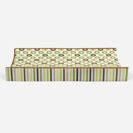 Bacati - Mod Dots/Stripes Green/yellow/choco Dots changing pad cover image {4}
