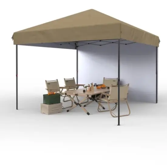 10x10 Pop Up Canopy Tent Outdoor Canopy One-Person Set Up Heavy Duty Commercial Instant Tent Shelter for Backyard Patio Garden Outside, Khaki image {7}