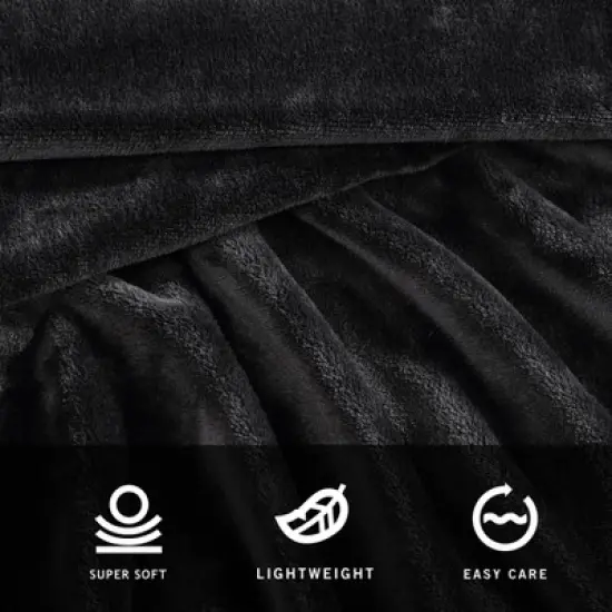 Kenneth Cole Reaction Plush Fleece Blanket (Solid-Black)-Twin image {2}