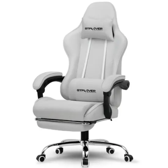 GTPLAYER Fabric Gaming Chair with Footrest and Lumbar Support, Height Adjustable Computer Chair with Headrest image {9}
