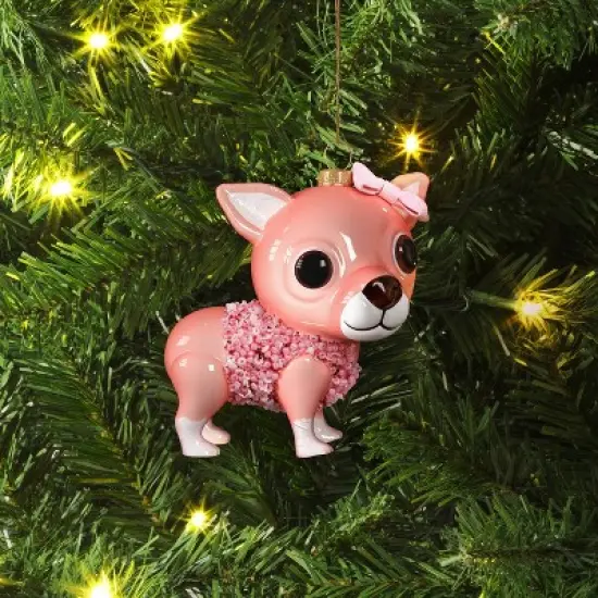 Christmas Glass Pink Chihuahua Ornament - Wondershop&trade; image {1}