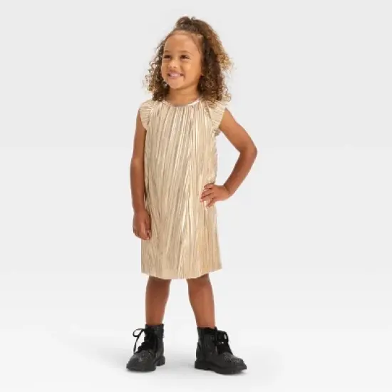 OshKosh B'gosh Toddler Girls' Foil Short Sleeve Dress - Gold image {3}