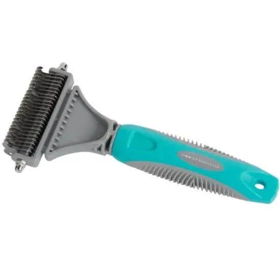 Groomer Essentials Double-Sided Deshedding Rake 12/23 Blades - Dog Brush for Shedding and Mat Removal, Ideal for Medium to Long Coats image {2}