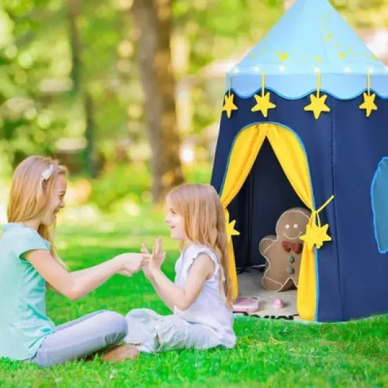 Costway Kids Foldable Pop Up Play Tent w/ Star Lights Carry Bag Indoor Outdoor image {4}
