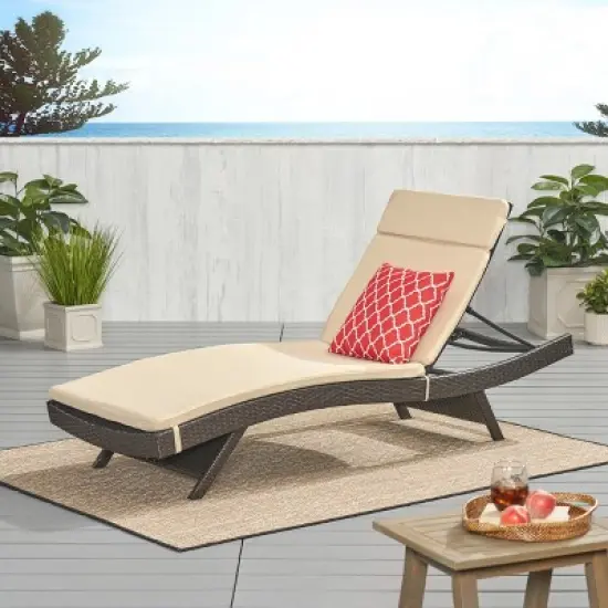 Christopher Knight Home Salem Outdoor Wicker Armless Adjustable Chaise Lounge with Cushion image {27}