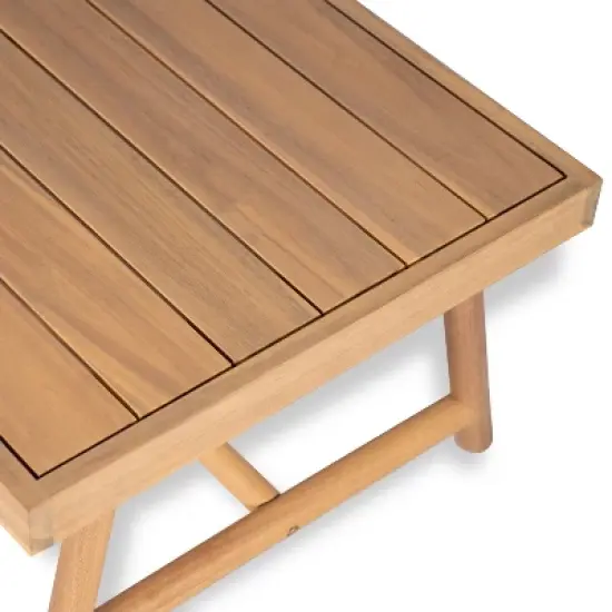 Christopher Knight Home Selina 4 Piece Rustic Outdoor Slatted Design Acacia Wood Upholstered Seating Set image {6}