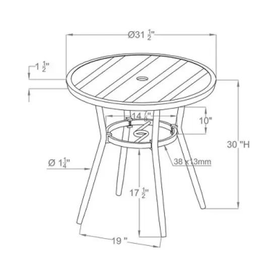 Arna 32" Round Patio Table - Natural - miBasics image {3}