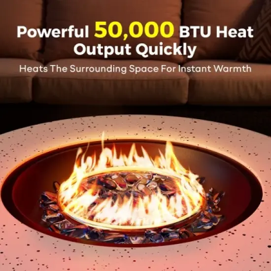 Evita Propane Fire Pit with Propane Tank, Glass Stone and Rain Cover Suitable for Outdoor Living-30*30*12.8 Inch image {2}