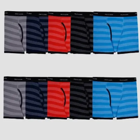 Fruit of the Loom Boys' 10pk Striped Boxer Briefs image {3}