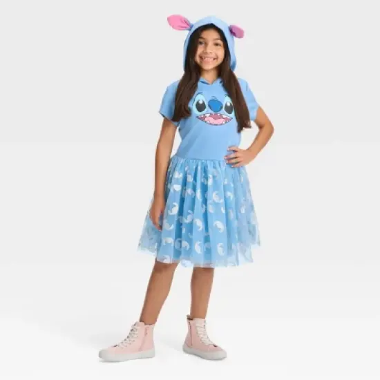 Girls' Lilo & Stitch Hooded Cosplay Dress - Light Blue image {2}