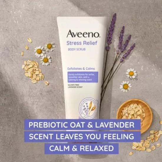 Aveeno Stress Relief Exfoliating Body Scrub - Lavender - 8oz image {2}