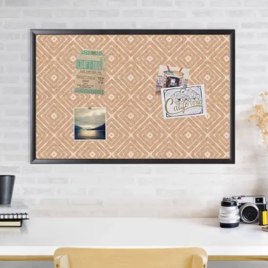 U Brands 36"x24" Fashion Cork Bulletin Board Black MDF Frame image {2}