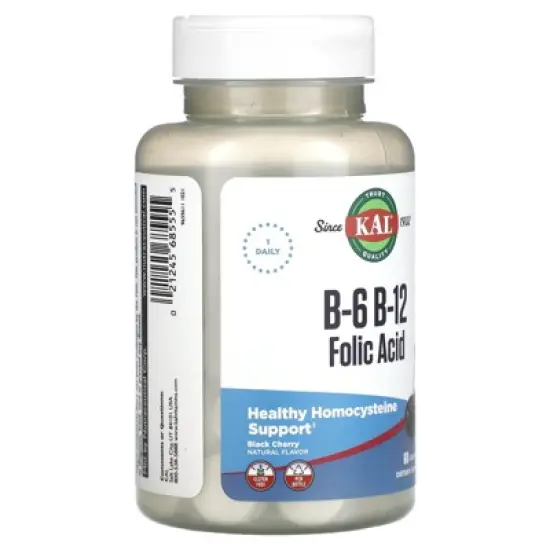 KAL Vitamin B-6 B-12 Folic Acid Supplement, B Vitamins for Healthy Energy, Heart & Red Blood Cell Support, w/Vitamin B12 Methylcobalamin and Folate, image {3}