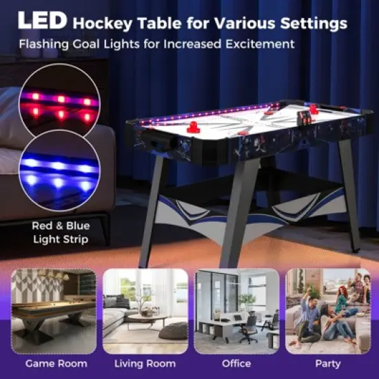 Costway 54'' Air Hockey Game Table w/2 Pushers Pucks Adjustable Foot Pads LED Scoreboard image {8}