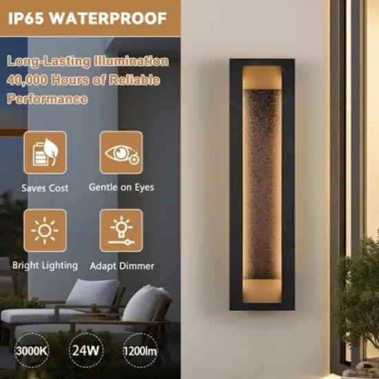 LamQee Modern Outdoor Wall Lights Fixtures 3000K Integrated LED Exterior Lighting Fixtures with Rectangle Metal Frame image {5}