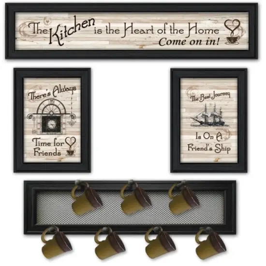 Gulches (Kitchen Collection VI) 4-Piece Vignette with 7-Peg Mug Rack by Millwork Engineering, Black Frame image {5}