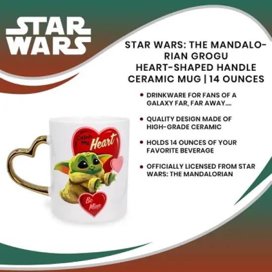 Silver Buffalo Star Wars: The Mandalorian Grogu Heart-Shaped Handle Ceramic Mug | 14 Ounces image {6}