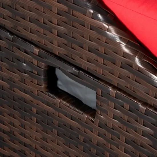 Outsunny Storage Bench Rattan Wicker Garden Deck Box Bin with Interior Waterproof Cloth Bag and Comfortable Cushion image {5}